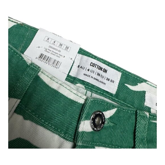 Cotton On RECYCLED Low Rise Straight Green Swift Designer Denim Jeans Womens 4 - Picture 3 of 6